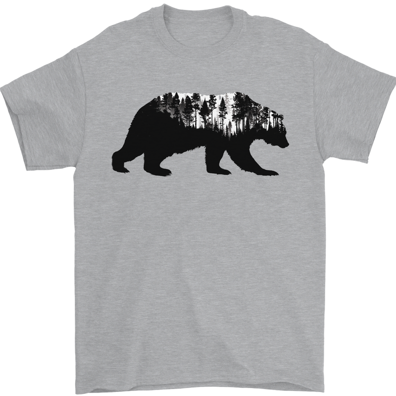 A Double Exposure Grizzly Bear Trekking Mens T-Shirt 100% Cotton Sports Grey