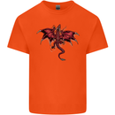 A Dragon Climbing the Material Mens Cotton T-Shirt Tee Top Orange