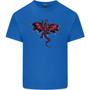 A Dragon Climbing the Material Mens Cotton T-Shirt Tee Top Royal Blue