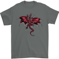 A Dragon Climbing the Material Mens T-Shirt 100% Cotton Charcoal