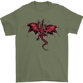 A Dragon Climbing the Material Mens T-Shirt 100% Cotton Military Green