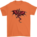 A Dragon Climbing the Material Mens T-Shirt 100% Cotton Orange