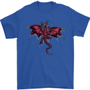 A Dragon Climbing the Material Mens T-Shirt 100% Cotton Royal Blue