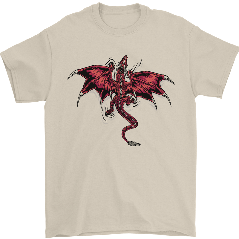A Dragon Climbing the Material Mens T-Shirt 100% Cotton Sand