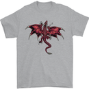 A Dragon Climbing the Material Mens T-Shirt 100% Cotton Sports Grey