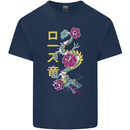 A Dragon With Japanese Text Kids T-Shirt Childrens Navy Blue