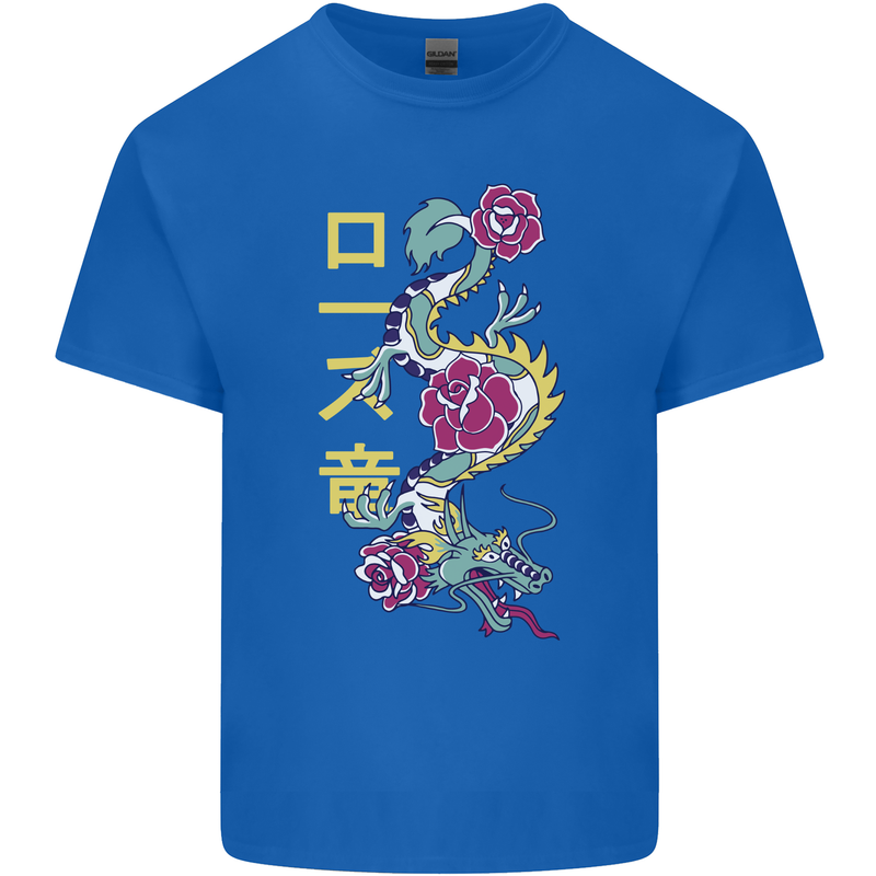 A Dragon With Japanese Text Kids T-Shirt Childrens Royal Blue