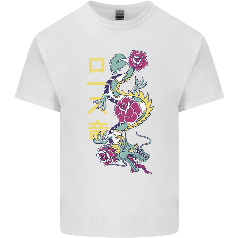 A Dragon With Japanese Text Kids T-Shirt Childrens White