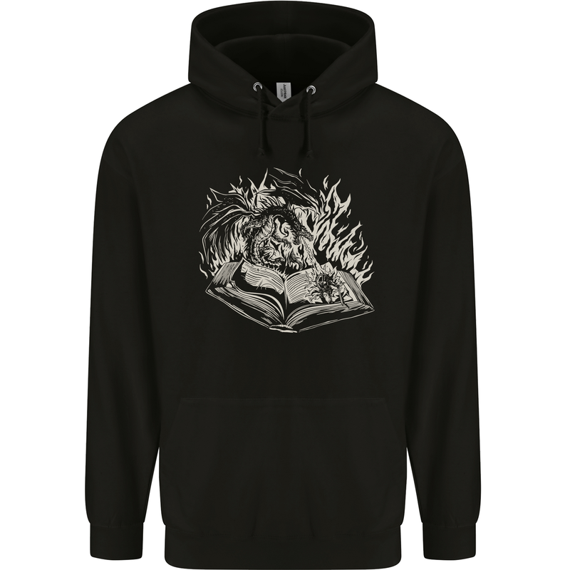 A Dragon & Book Childrens Kids Hoodie Black