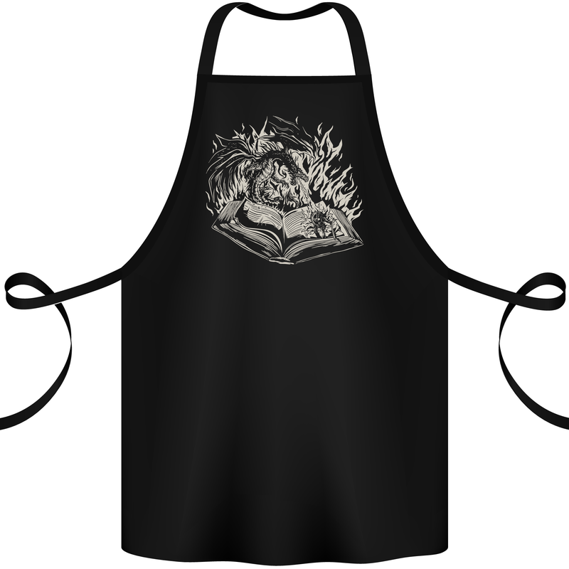 A Dragon & Book Cotton Apron 100% Organic Black