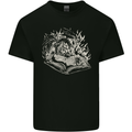 A Dragon & Book Mens Cotton T-Shirt Tee Top Black