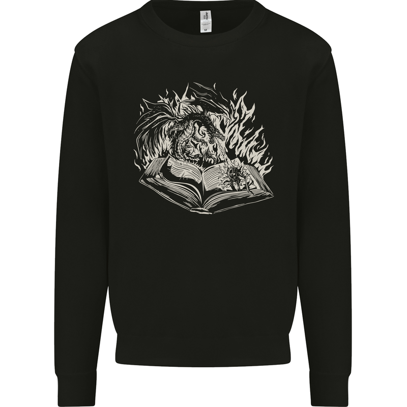A Dragon & Book Mens Sweatshirt Jumper Black