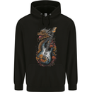 A Dragon and Guitar Rock Music Fantasy Mens 80% Cotton Hoodie Black
