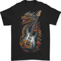A Dragon and Guitar Rock Music Fantasy Mens T-Shirt 100% Cotton BLACK