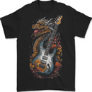 A Dragon and Guitar Rock Music Fantasy Mens T-Shirt 100% Cotton BLACK