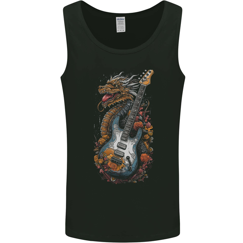 A Dragon and Guitar Rock Music Fantasy Mens Vest Tank Top Black