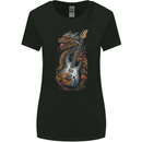 A Dragon and Guitar Rock Music Fantasy Womens Wider Cut T-Shirt Black