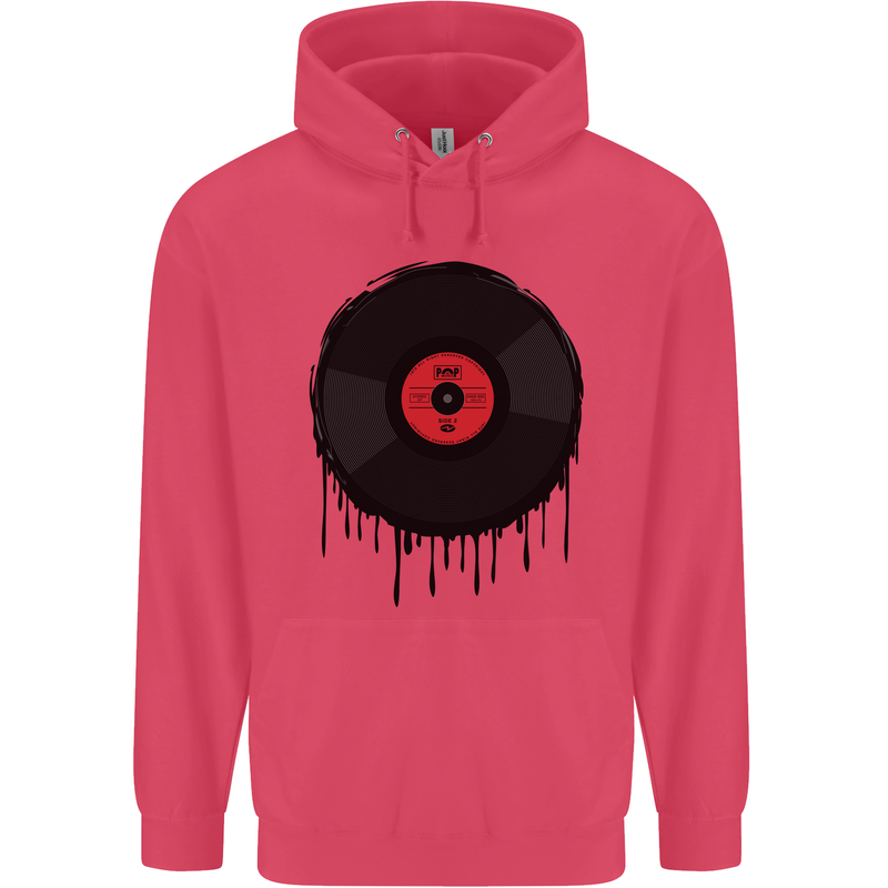 A Dripping Vinyl Record Turntable Decks DJ Childrens Kids Hoodie Heliconia