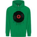 A Dripping Vinyl Record Turntable Decks DJ Childrens Kids Hoodie Irish Green