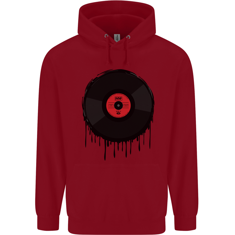 A Dripping Vinyl Record Turntable Decks DJ Childrens Kids Hoodie Red