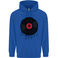 A Dripping Vinyl Record Turntable Decks DJ Childrens Kids Hoodie Royal Blue