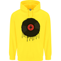 A Dripping Vinyl Record Turntable Decks DJ Childrens Kids Hoodie Yellow