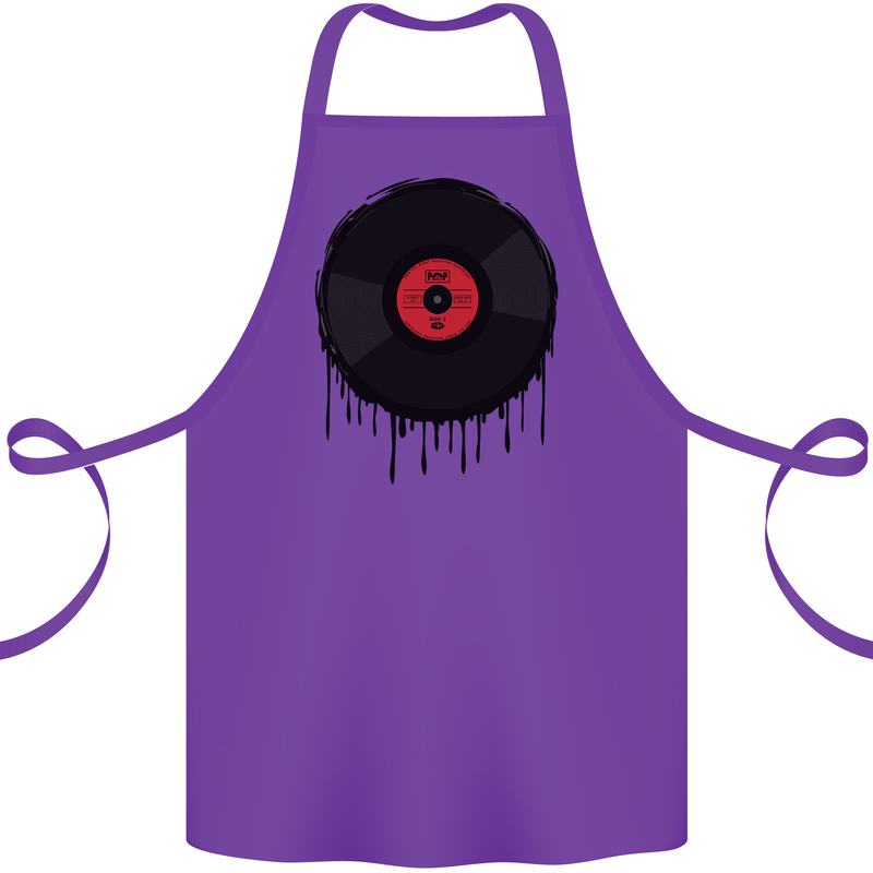 A Dripping Vinyl Record Turntable Decks DJ Cotton Apron 100% Organic Purple