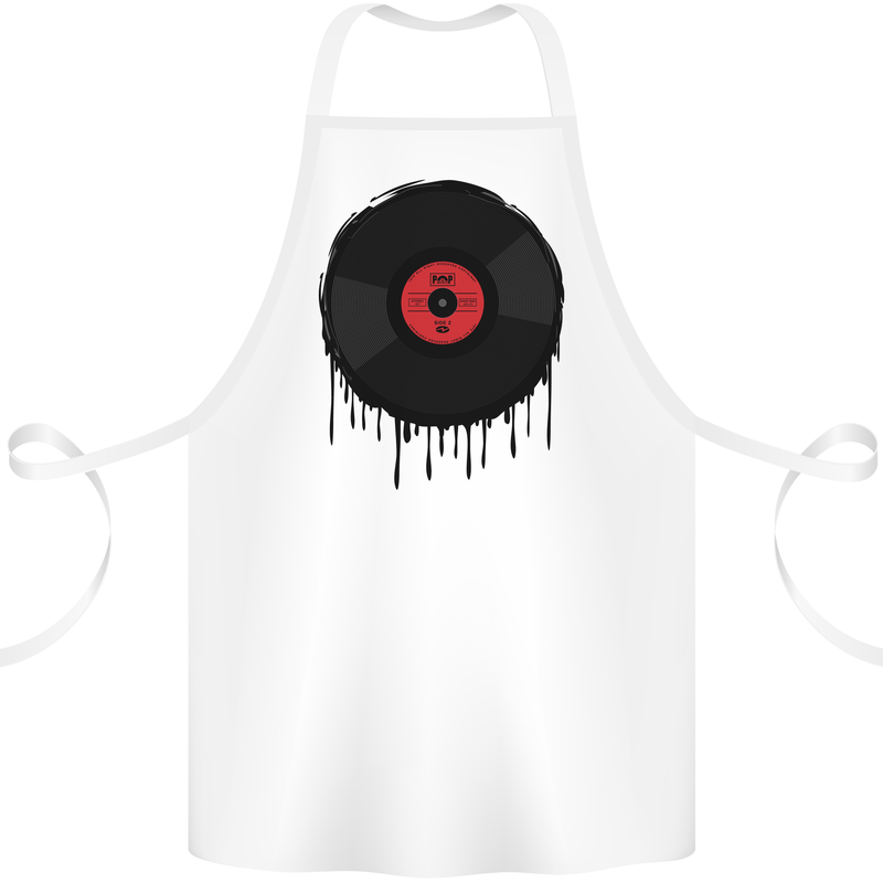 A Dripping Vinyl Record Turntable Decks DJ Cotton Apron 100% Organic White