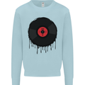 A Dripping Vinyl Record Turntable Decks DJ Kids Sweatshirt Jumper Light Blue