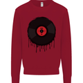 A Dripping Vinyl Record Turntable Decks DJ Kids Sweatshirt Jumper Red