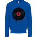 A Dripping Vinyl Record Turntable Decks DJ Kids Sweatshirt Jumper Royal Blue