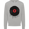 A Dripping Vinyl Record Turntable Decks DJ Kids Sweatshirt Jumper Sports Grey