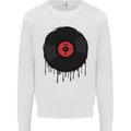 A Dripping Vinyl Record Turntable Decks DJ Kids Sweatshirt Jumper White