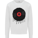 A Dripping Vinyl Record Turntable Decks DJ Kids Sweatshirt Jumper White