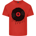 A Dripping Vinyl Record Turntable Decks DJ Kids T-Shirt Childrens Red