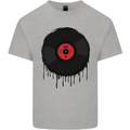 A Dripping Vinyl Record Turntable Decks DJ Kids T-Shirt Childrens Sports Grey