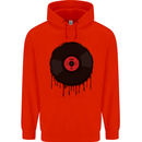 A Dripping Vinyl Record Turntable Decks DJ Mens 80% Cotton Hoodie Bright Red