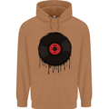 A Dripping Vinyl Record Turntable Decks DJ Mens 80% Cotton Hoodie Caramel Latte