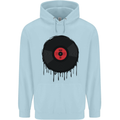 A Dripping Vinyl Record Turntable Decks DJ Mens 80% Cotton Hoodie Light Blue