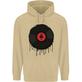 A Dripping Vinyl Record Turntable Decks DJ Mens 80% Cotton Hoodie Sand