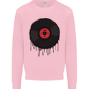 A Dripping Vinyl Record Turntable Decks DJ Mens Sweatshirt Jumper Light Pink