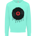 A Dripping Vinyl Record Turntable Decks DJ Mens Sweatshirt Jumper Peppermint