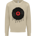 A Dripping Vinyl Record Turntable Decks DJ Mens Sweatshirt Jumper Sand