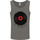 A Dripping Vinyl Record Turntable Decks DJ Mens Vest Tank Top Charcoal