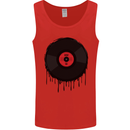 A Dripping Vinyl Record Turntable Decks DJ Mens Vest Tank Top Red