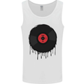 A Dripping Vinyl Record Turntable Decks DJ Mens Vest Tank Top White