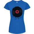 A Dripping Vinyl Record Turntable Decks DJ Womens Petite Cut T-Shirt Royal Blue