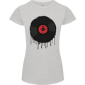 A Dripping Vinyl Record Turntable Decks DJ Womens Petite Cut T-Shirt Sports Grey