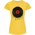 A Dripping Vinyl Record Turntable Decks DJ Womens Petite Cut T-Shirt Yellow