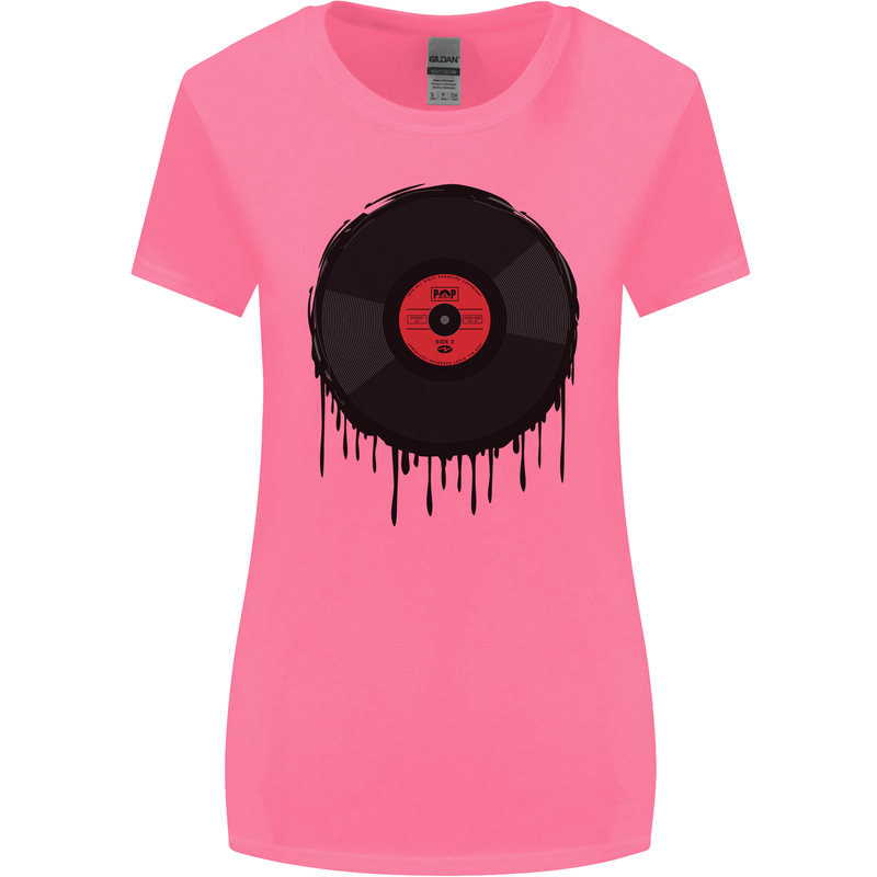 A Dripping Vinyl Record Turntable Decks DJ Womens Wider Cut T-Shirt Azalea